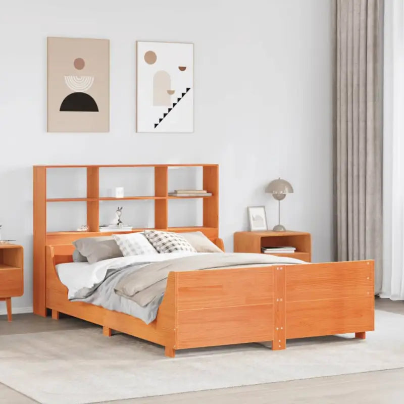 Boekenkastbed van massief grenenhout met perfecte totale afmetingen - Wasbruin / 160 x 200 cm - Bedden & bedframes