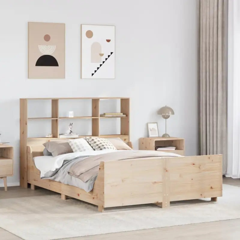 Boekenkastbed van massief grenenhout met perfecte totale afmetingen - Bruin / 140 x 200 cm - Bedden & bedframes