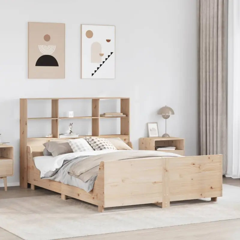 Boekenkastbed van massief grenenhout met perfecte totale afmetingen - Bruin / 135 x 190 cm - Bedden & bedframes