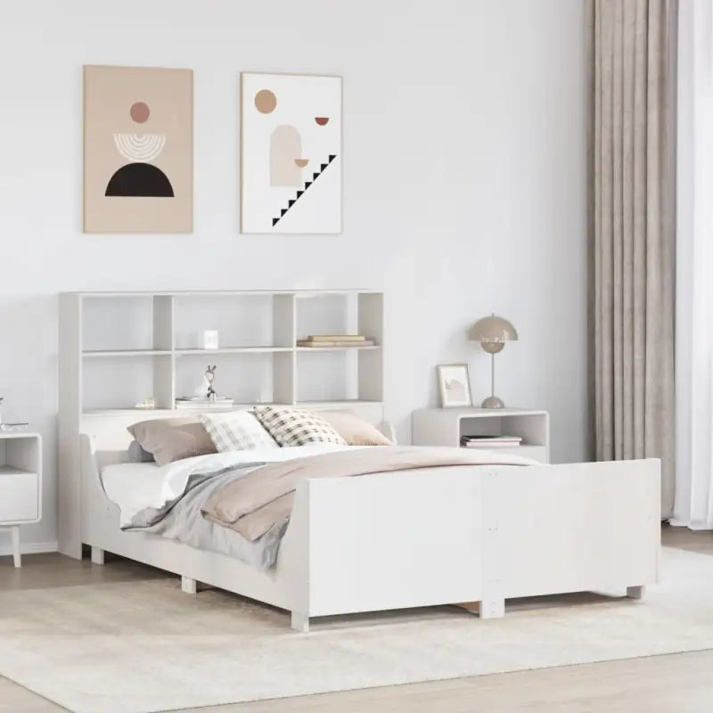 Boekenkastbed van massief grenenhout met perfecte totale afmetingen - Wit / 160 x 200 cm - Bedden & bedframes