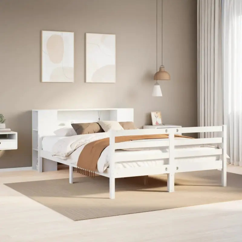 Boekenkastbed van massief grenenhout met perfecte totale afmetingen - Wit / 150 x 200 cm - Bedden & bedframes