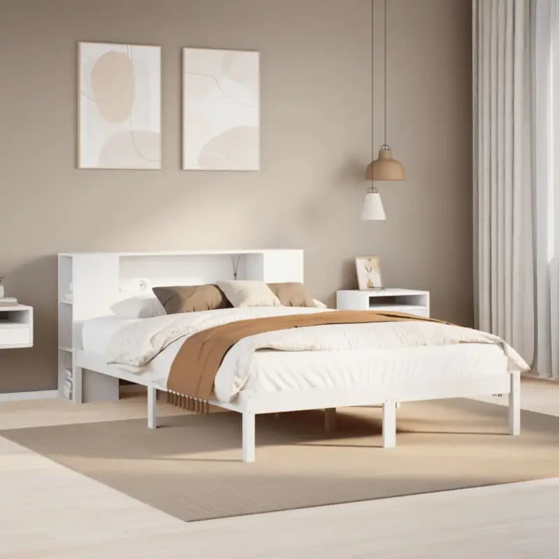 Boekenkastbed van massief grenenhout met perfecte totale afmetingen - Wit / 140 x 190 cm - Bedden & bedframes
