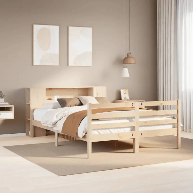 Boekenkastbed van massief grenenhout met perfecte totale afmetingen - Naturel / 140 x 200 cm - Bedden & bedframes