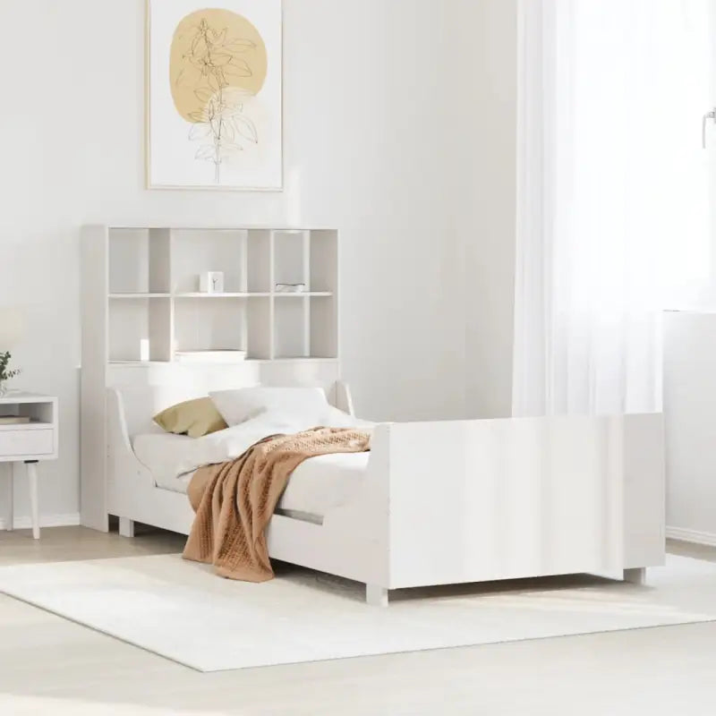 Boekenkastbed van massief grenenhout met perfecte totale afmetingen - Wit / 90 x 190 cm - Bedden & bedframes