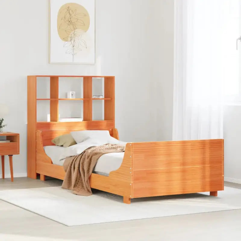 Boekenkastbed van massief grenenhout met perfecte totale afmetingen - Wasbruin / 90 x 190 cm - Bedden & bedframes