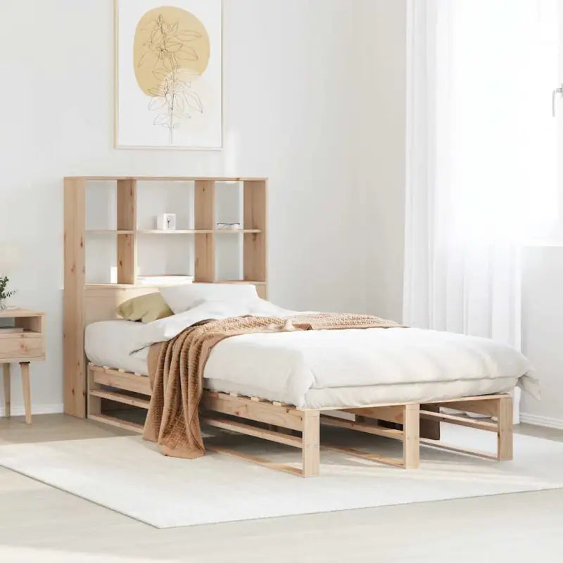 Boekenkastbed van massief grenenhout met praktische totale afmetingen - Bruin / 90 x 190 cm - Bedden & bedframes