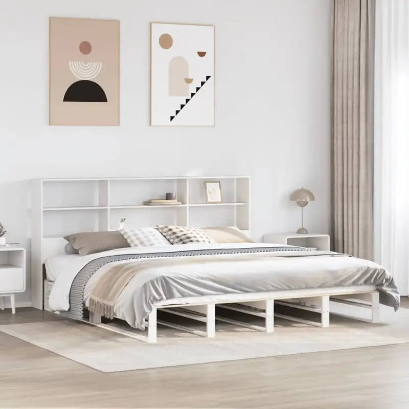 Boekenkastbed van massief grenenhout met praktische totale afmetingen - Wit / 180 x 200 cm - Bedden & bedframes