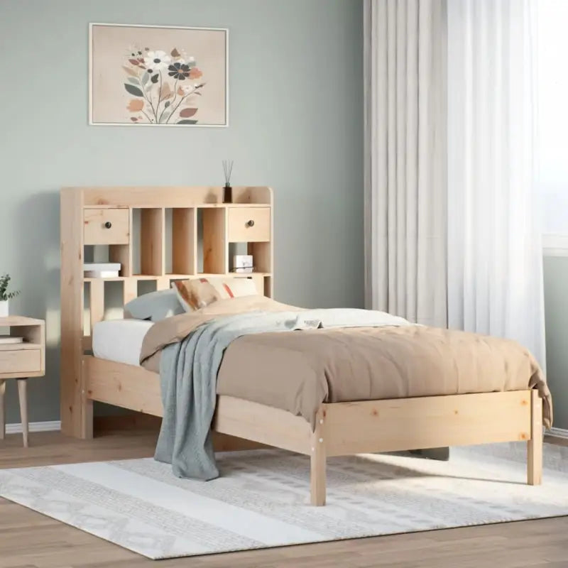 Boekenkastbed van massief grenenhout met ruime totale afmetingen - Naturel / 90 x 190 cm - Bedden & bedframes