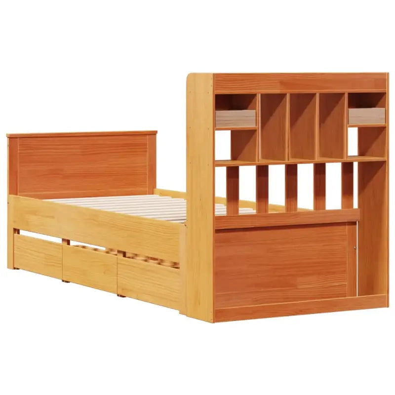 Boekenkastbed van massief grenenhout met ruime totale afmetingen - Bedden & bedframes