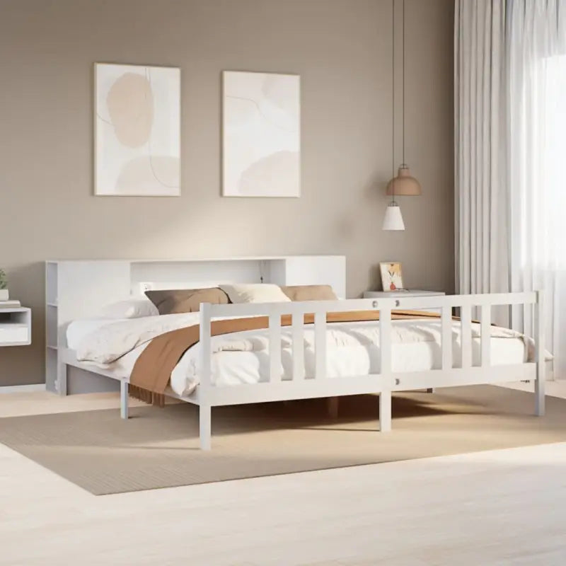 Boekenkastbed van massief grenenhout met ruime totale afmetingen - Wit / 200 x 200 cm - Bedden & bedframes
