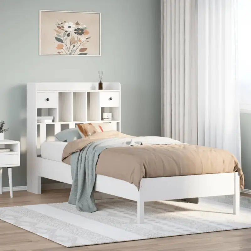 Boekenkastbed van massief grenenhout met ruime totale afmetingen - Wit / 75 x 190 cm - Bedden & bedframes
