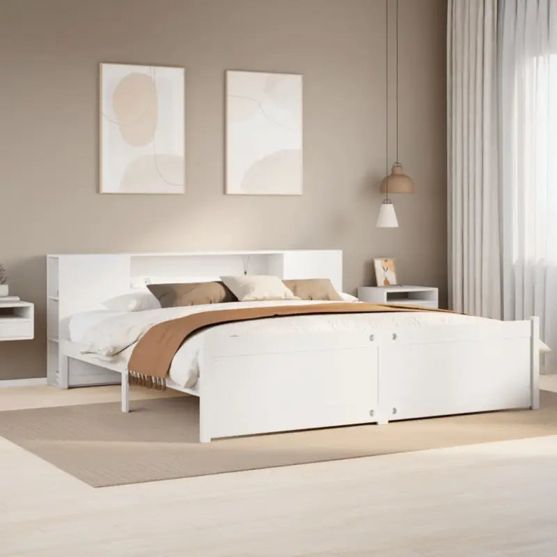 Boekenkastbed van massief grenenhout met ruime totale afmetingen - Wit / 180 x 200 cm - Bedden & bedframes