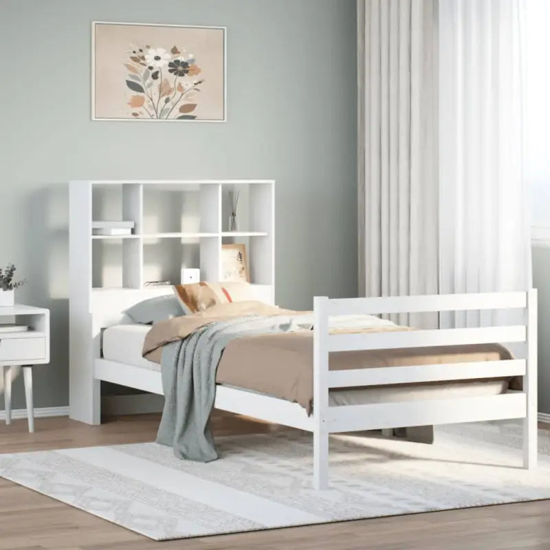 Boekenkastbed van massief grenenhout met ruime totale afmetingen - Wit / 90 x 200 cm - Bedden & bedframes