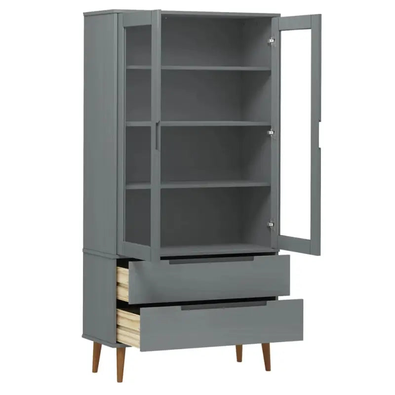 Boekenkasten van massief grenenhout met Scandinavisch design - Grijs / 1 - Boekenkasten
