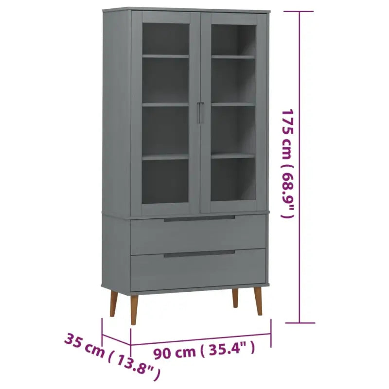 Boekenkasten van massief grenenhout met Scandinavisch design - Grijs / 1 - Boekenkasten