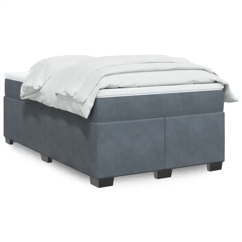 Boxspringbed in donkergrijs materiaal met massief grenenhout bouw - Donkergrijs / 120 x 200 cm - Bedden & bedframes