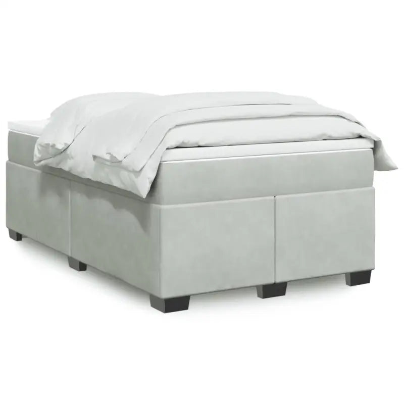 Boxspringbed in donkergrijs materiaal met massief grenenhout bouw - Lichtgrijs / 120 x 190 cm - Bedden & bedframes