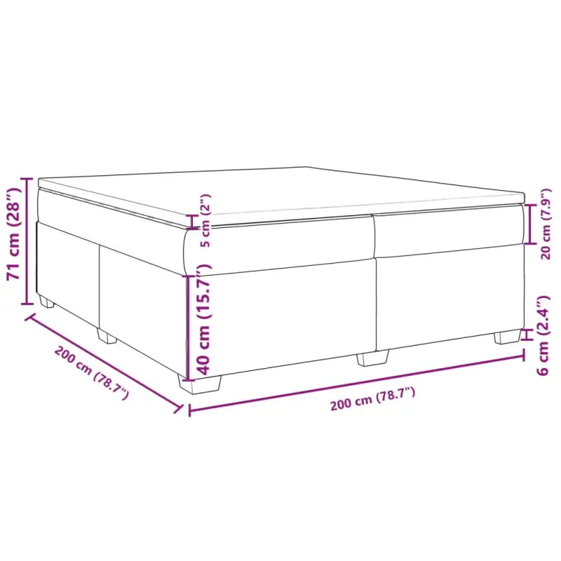 Boxspringbed in donkergrijs materiaal met massief grenenhout bouw - Bedden & bedframes