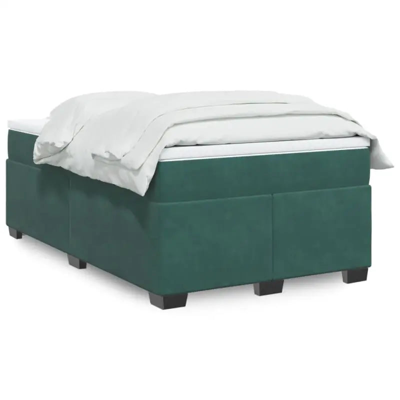 Boxspringbed in donkergrijs materiaal met massief grenenhout bouw - Donkergroen / 120 x 190 cm - Bedden & bedframes