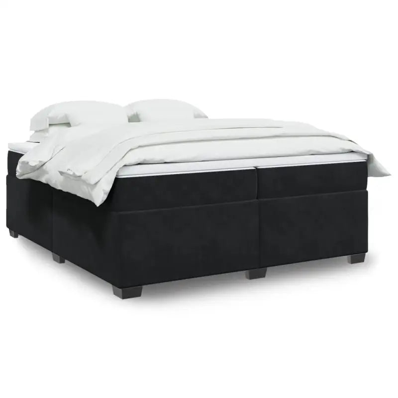 Boxspringbed in donkergrijs materiaal met massief grenenhout bouw - Zwart / 200 x 200 cm - Bedden & bedframes