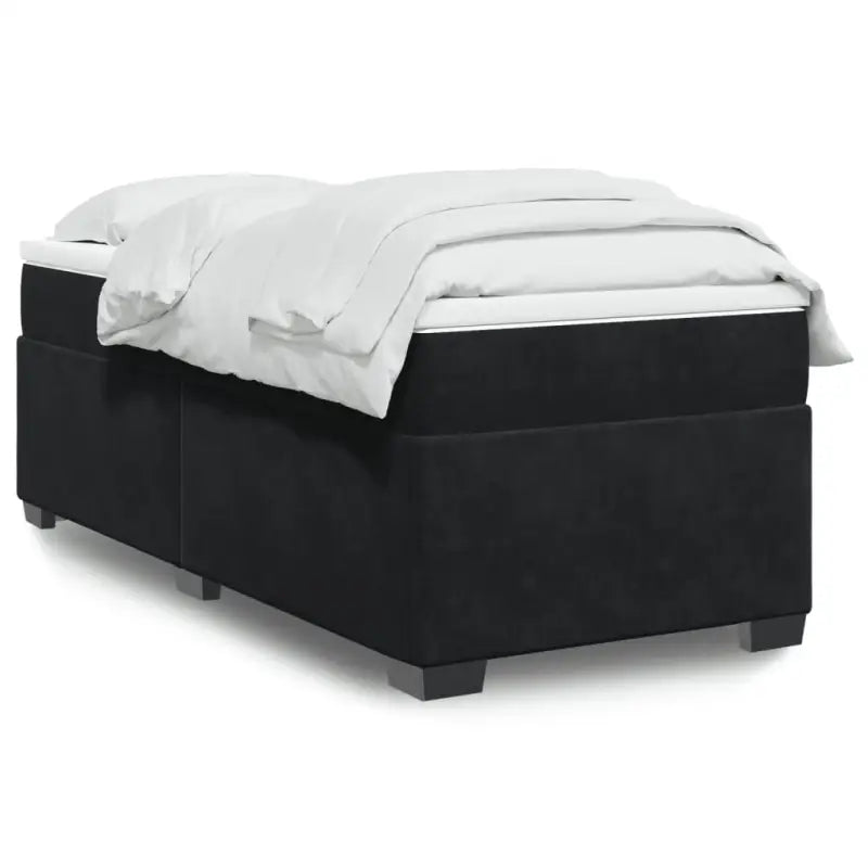 Boxspringbed in donkergrijs materiaal met massief grenenhout bouw - Zwart / 90 x 190 cm - Bedden & bedframes