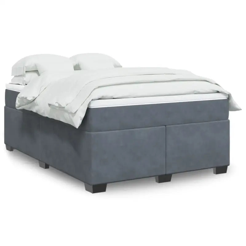 Boxspringbed in donkergrijs materiaal met massief grenenhout bouw - Donkergrijs / 140 x 200 cm - Bedden & bedframes