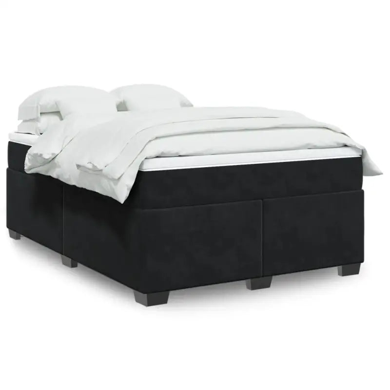 Boxspringbed in donkergrijs materiaal met massief grenenhout bouw - Zwart / 160 x 200 cm - Bedden & bedframes