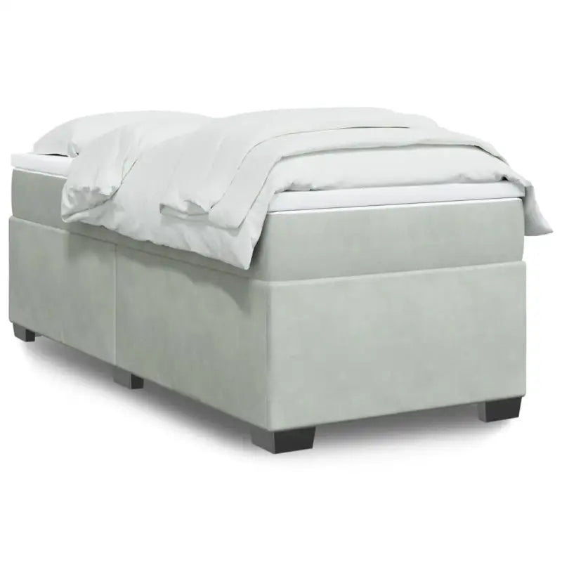 Boxspringbed in donkergrijs materiaal met massief grenenhout bouw - Lichtgrijs / 90 x 190 cm - Bedden & bedframes