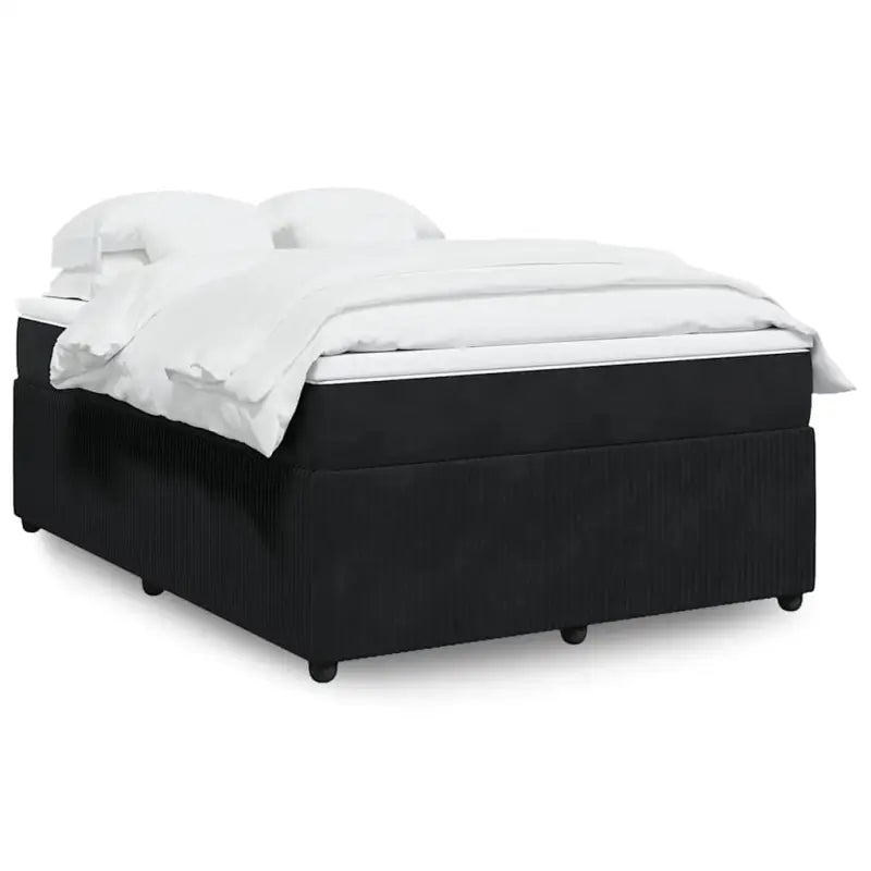 Boxspringbed in donkergrijs materiaal met zachte vulling voor rustgevende nachtrust - Zwart / 140 x 190 cm - Bedden &