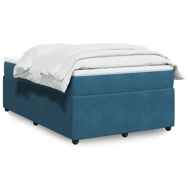 Boxspringbed in donkergrijs materiaal met zachte vulling voor rustgevende nachtrust - Blauw / 120 x 190 cm - Bedden &