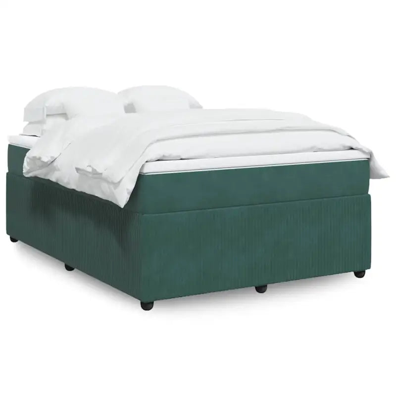Boxspringbed in donkergrijs materiaal met zachte vulling voor rustgevende nachtrust - Donkergroen / 140 x 190 cm