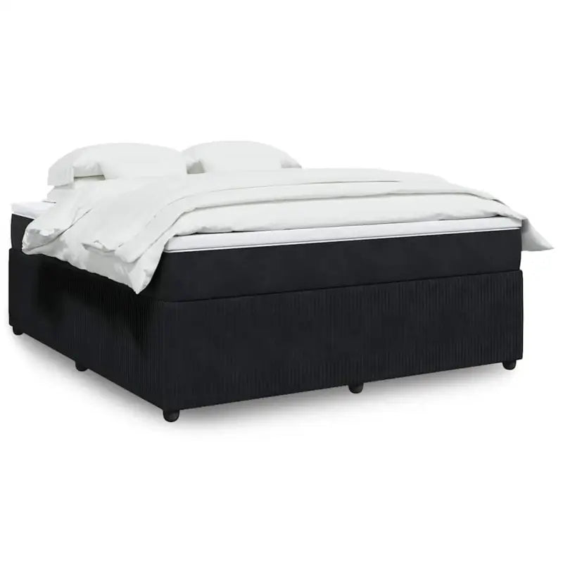 Boxspringbed in donkergrijs materiaal met zachte vulling voor rustgevende nachtrust - Zwart / 180 x 200 cm - Bedden &
