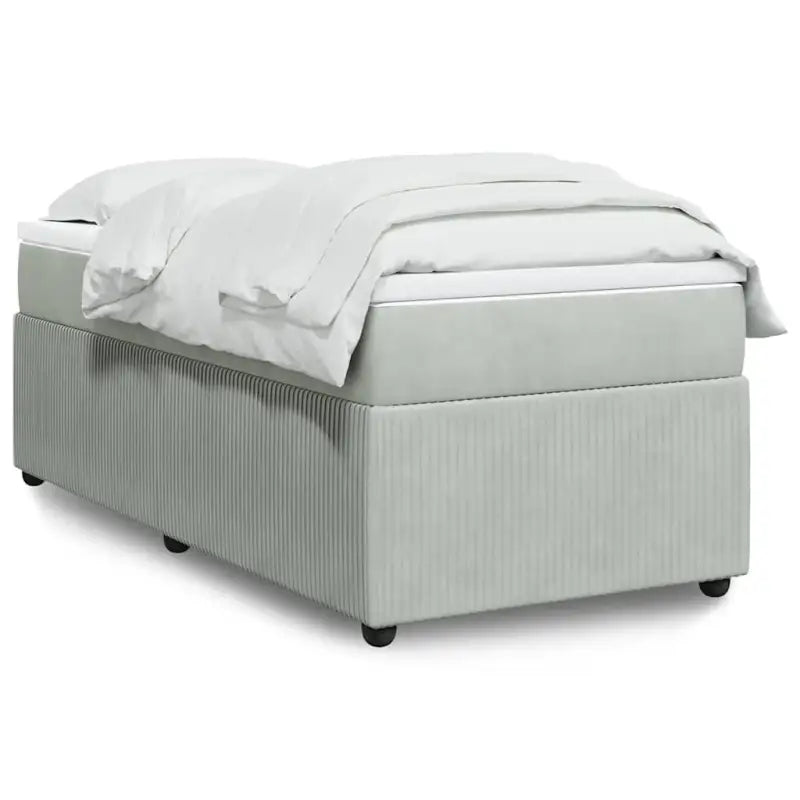 Boxspringbed in donkergrijs materiaal met zachte vulling voor rustgevende nachtrust - Lichtgrijs / 90 x 190 cm - Bedden