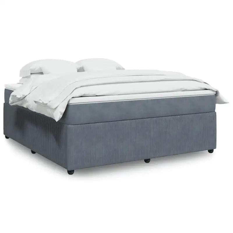 Boxspringbed in donkergrijs materiaal met zachte vulling voor rustgevende nachtrust - Donkergrijs / 180 x 200 cm