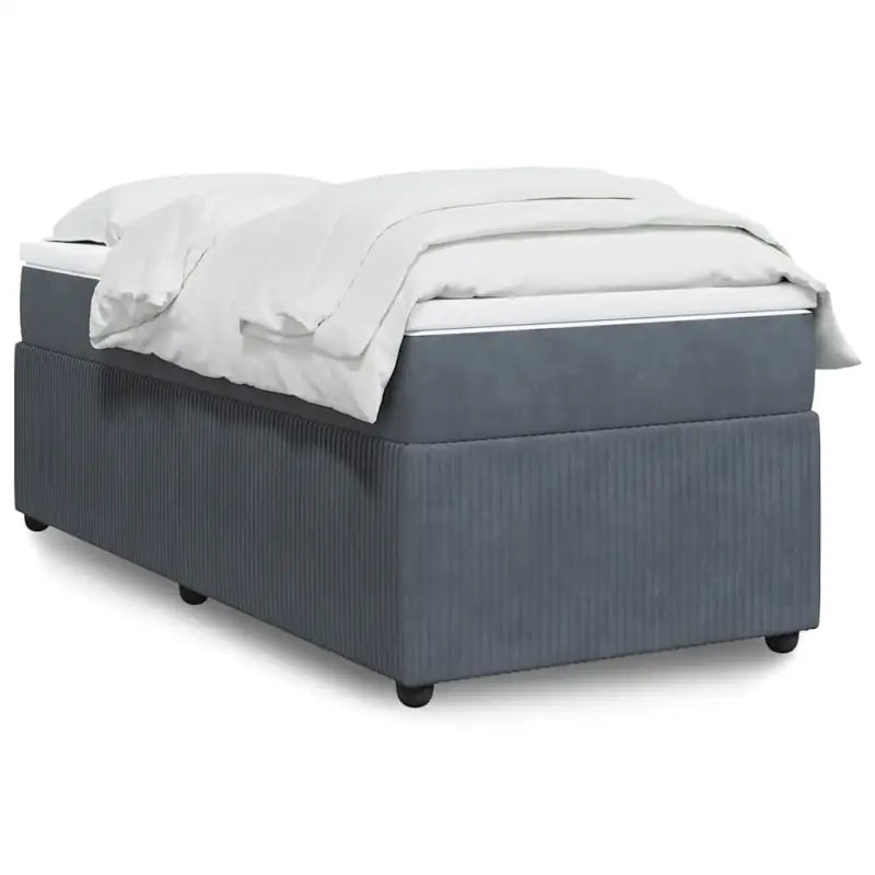 Boxspringbed in donkergrijs materiaal met zachte vulling voor rustgevende nachtrust - Donkergrijs / 90 x 200 cm