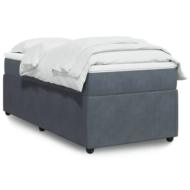 Boxspringbed in donkergrijs materiaal met zachte vulling voor rustgevende nachtrust - Donkergrijs / 90 x 190 cm