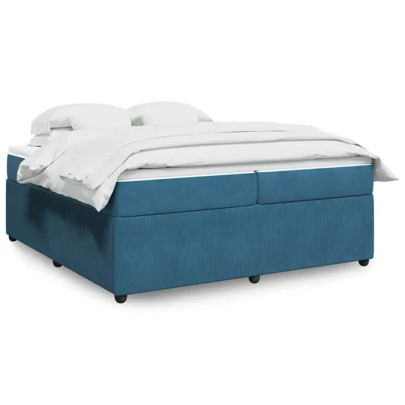 Boxspringbed in donkergrijs materiaal met zachte vulling voor rustgevende nachtrust - Blauw / 200 x 200 cm - Bedden &