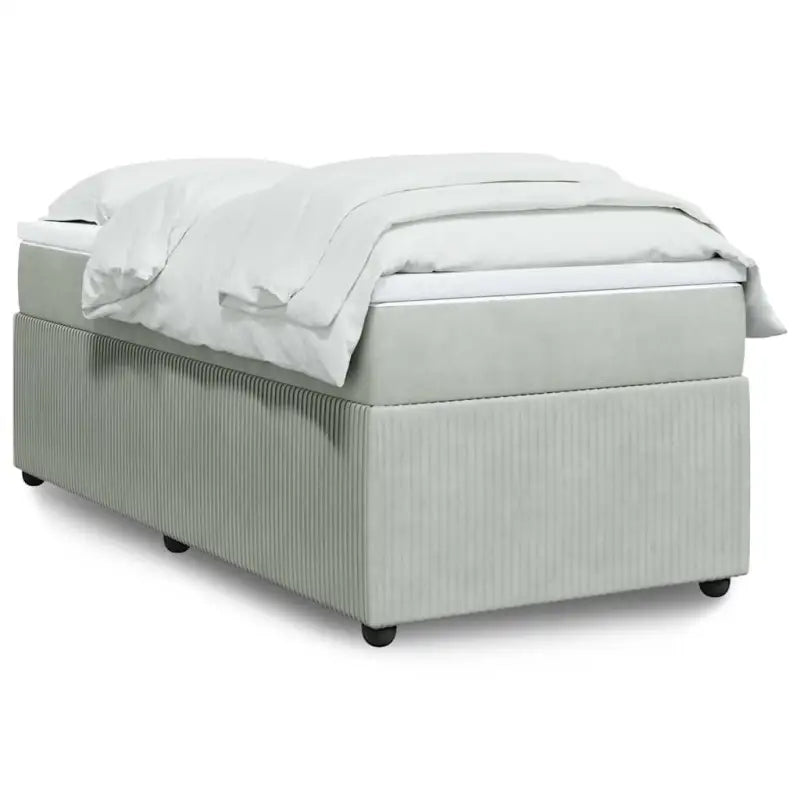 Boxspringbed in donkergrijs materiaal met zachte vulling voor rustgevende nachtrust - Lichtgrijs / 100 x 200 cm
