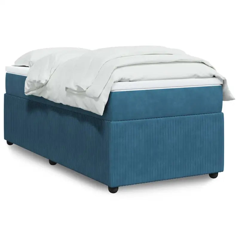 Boxspringbed in donkergrijs materiaal met zachte vulling voor rustgevende nachtrust - Blauw / 90 x 200 cm - Bedden &