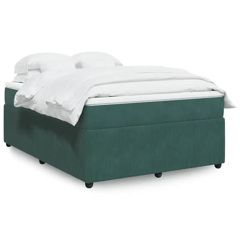 Boxspringbed in donkergrijs materiaal met zachte vulling voor rustgevende nachtrust - Donkergroen / 140 x 200 cm