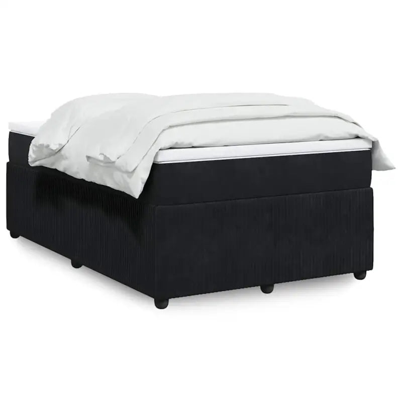 Boxspringbed in donkergrijs materiaal met zachte vulling voor rustgevende nachtrust - Zwart / 120 x 190 cm - Bedden &