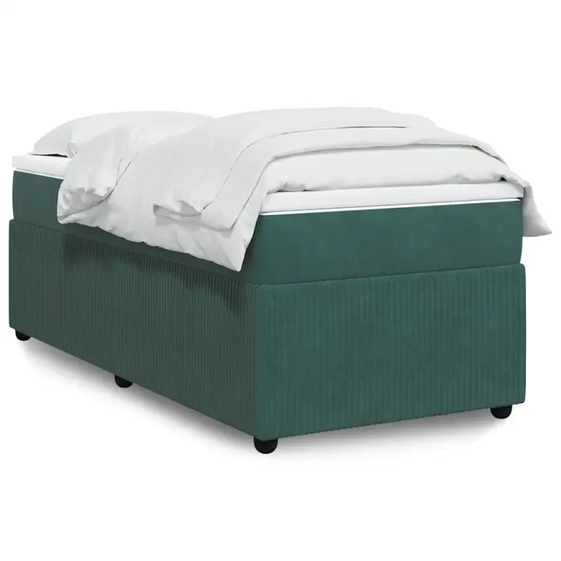 Boxspringbed in donkergrijs materiaal met zachte vulling voor rustgevende nachtrust - Donkergroen / 90 x 200 cm