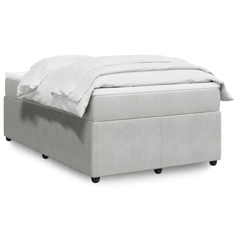 Boxspringbed in donkergrijs materiaal met zachte vulling voor rustgevende nachtrust - Lichtgrijs / 120 x 190 cm