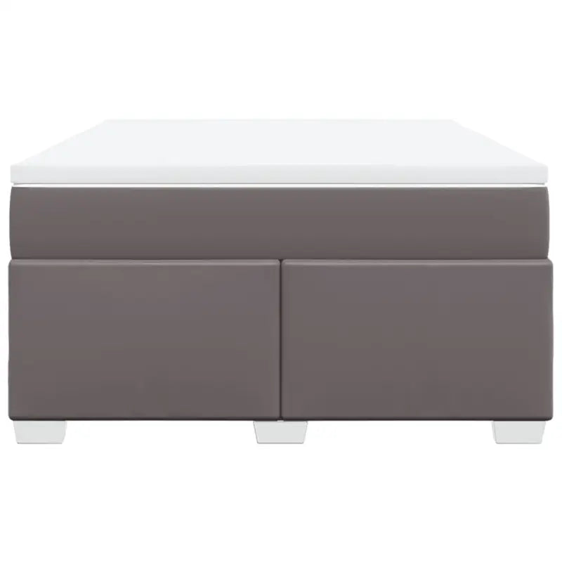Boxspringbed in grijs materiaal met hoogwaardige kunstleer en massief grenenhout - Bedden & bedframes