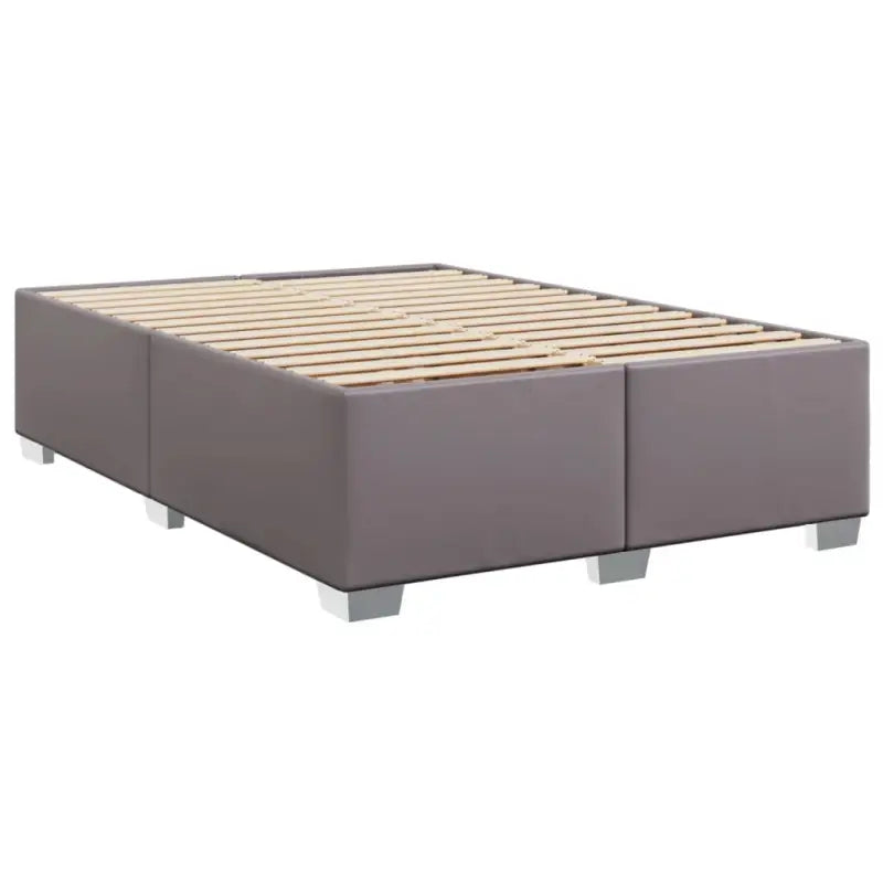 Boxspringbed in grijs materiaal met hoogwaardige kunstleer en massief grenenhout - Bedden & bedframes