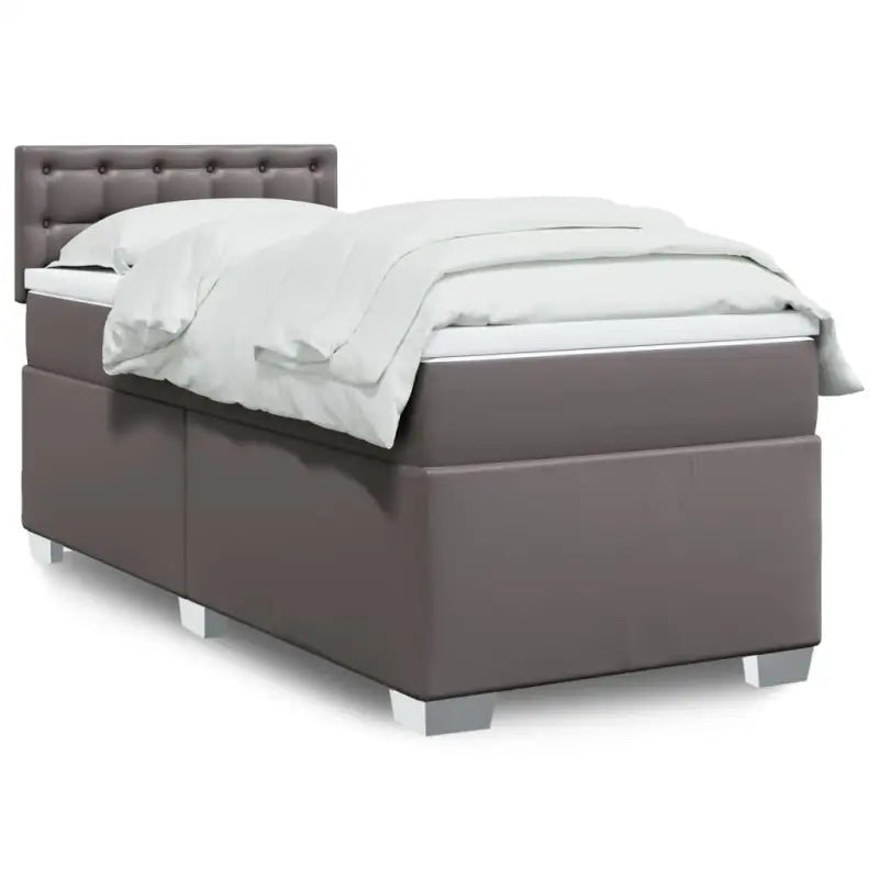 Boxspringbed in grijs materiaal met massief grenenhout en vullingsendracht - Grijs / 90 x 200 cm / knoppwn - Bedden &