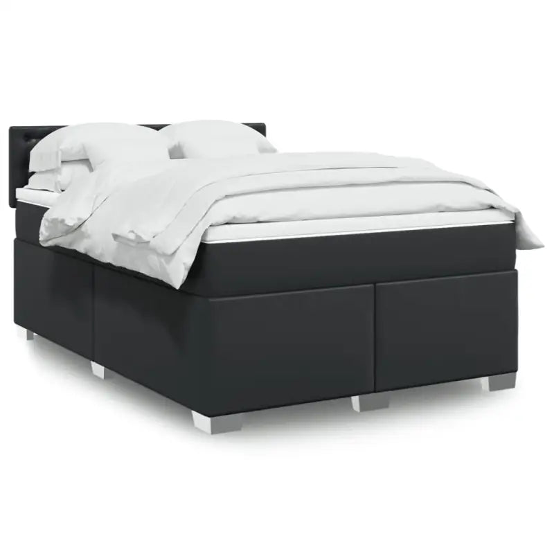 Boxspringbed in grijs materiaal met massief grenenhout en vullingsendracht - Zwart / 140 x 200 cm / knoppwn - Bedden &