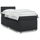 Boxspringbed in grijs materiaal met massief grenenhout en vullingsendracht - Zwart / 90 x 200 cm / knoppwn - Bedden &