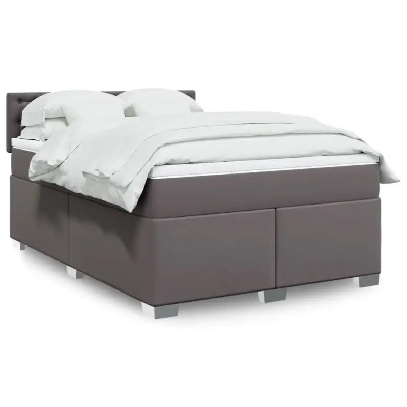 Boxspringbed in grijs materiaal met massief grenenhout en vullingsendracht - Grijs / 160 x 200 cm / knoppwn - Bedden &