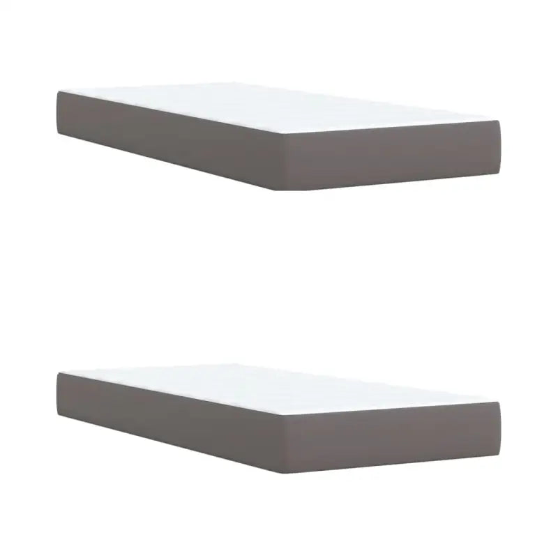 Boxspringbed in grijs materiaal met massief grenenhout en vullingsendracht - Bedden & bedframes